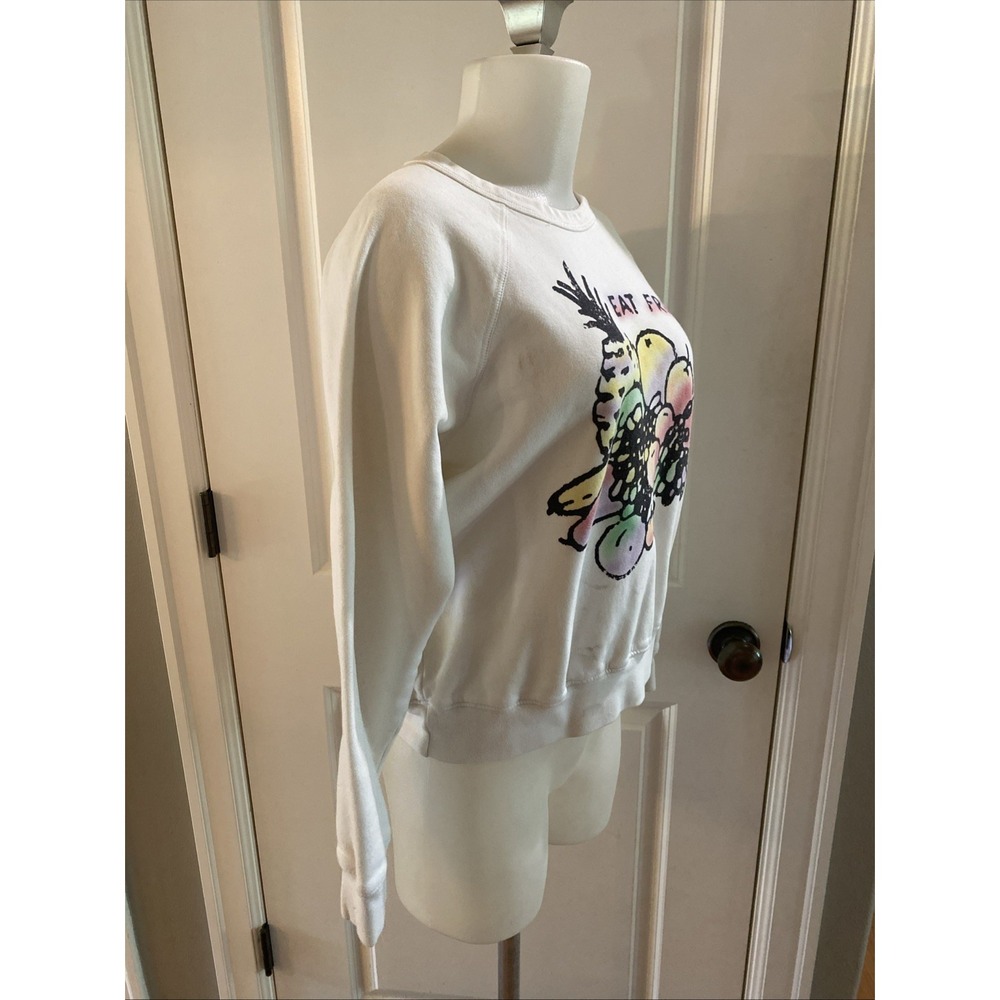MOTHER The Concert Eat Fruit White Sweatshirt Women Size Small Graphic Pullover - Picture 2 of 12